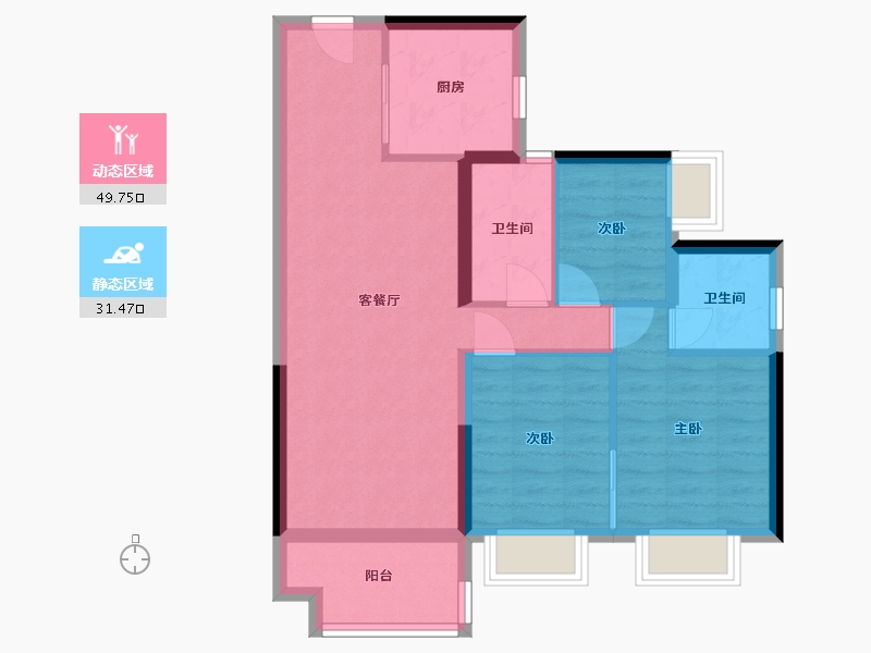 广东省-阳江市-碧桂园凤凰湾二期-77.38-户型库-动静分区