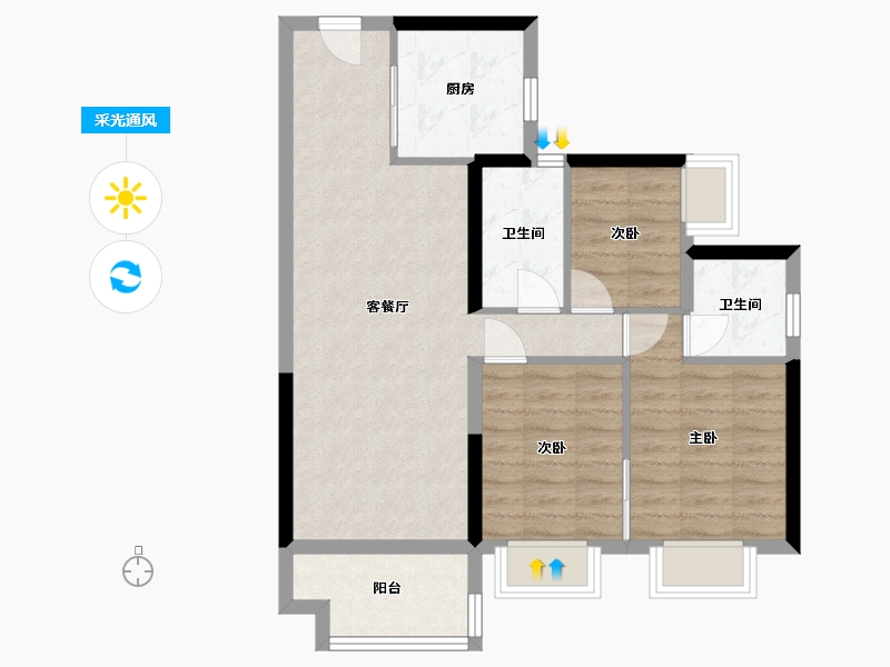 广东省-阳江市-碧桂园凤凰湾二期-77.38-户型库-采光通风