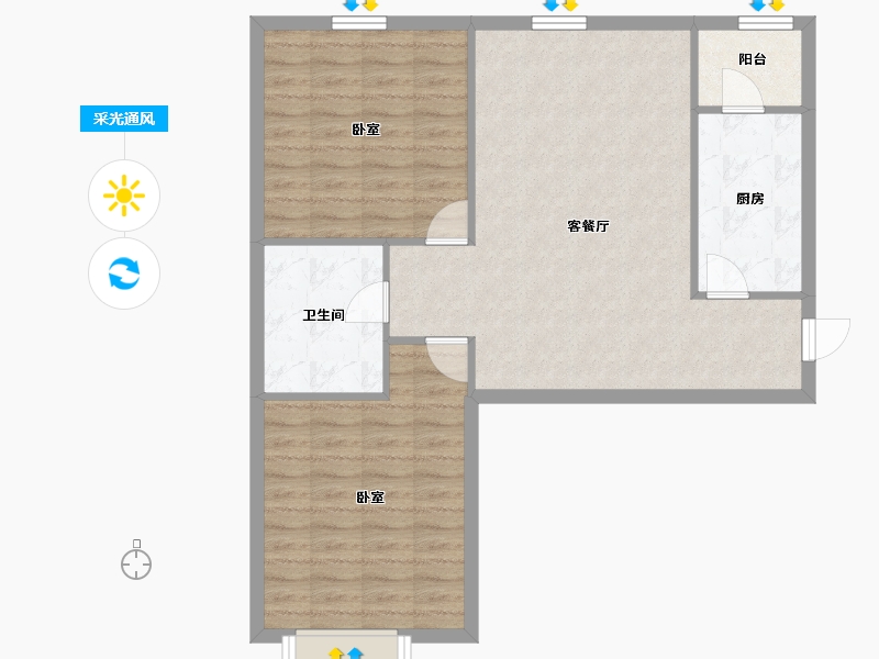 内蒙古自治区-包头市-慧谷桃园居北苑-83.68-户型库-采光通风