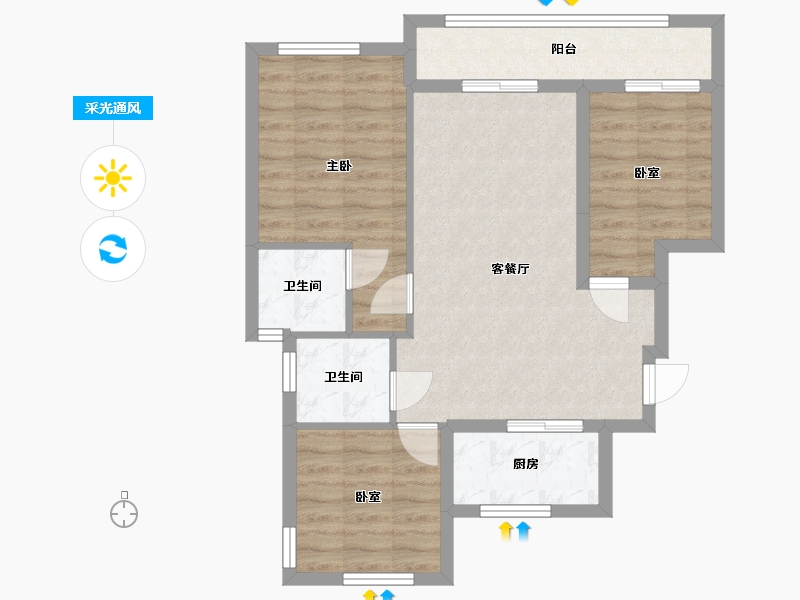 福建省-福州市-融信海纳新潮-71.20-户型库-采光通风