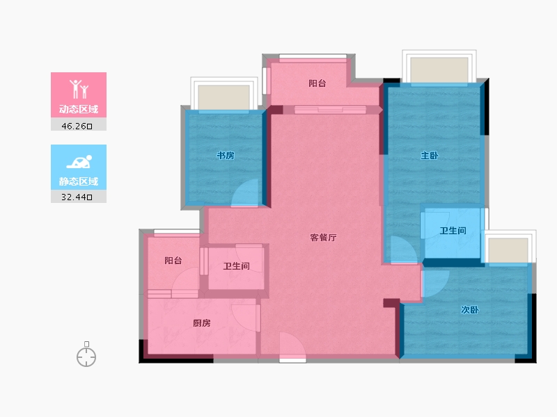 重庆-重庆市-星光森林-76.00-户型库-动静分区