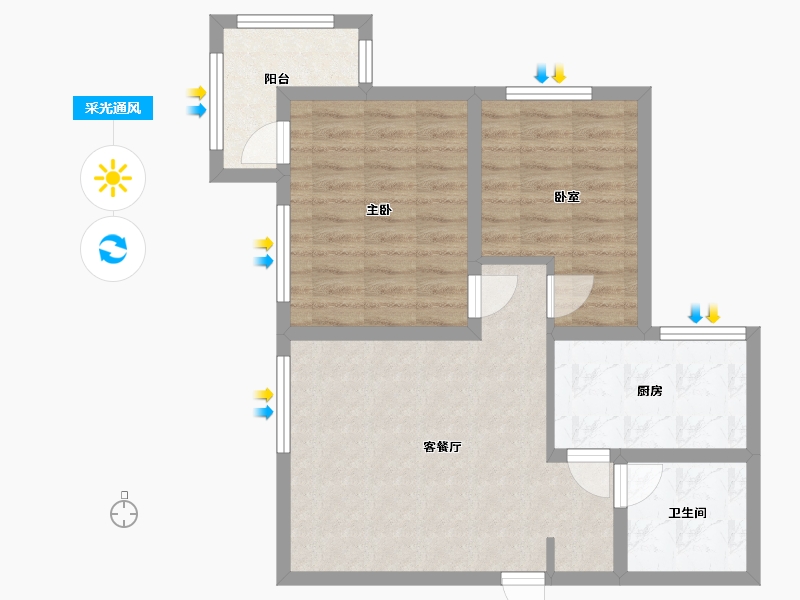 陕西省-西安市-海棠湾-65.60-户型库-采光通风