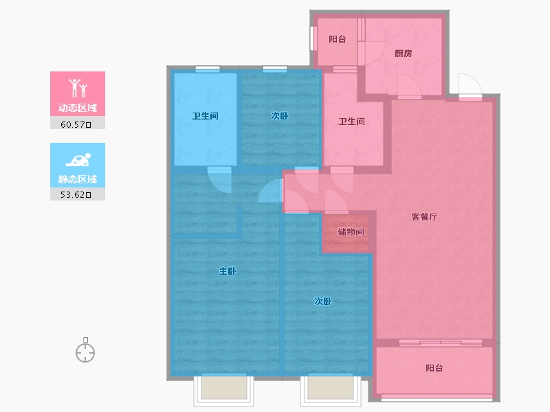 山东省-泰安市-林溪郡-102.52-户型库-动静分区