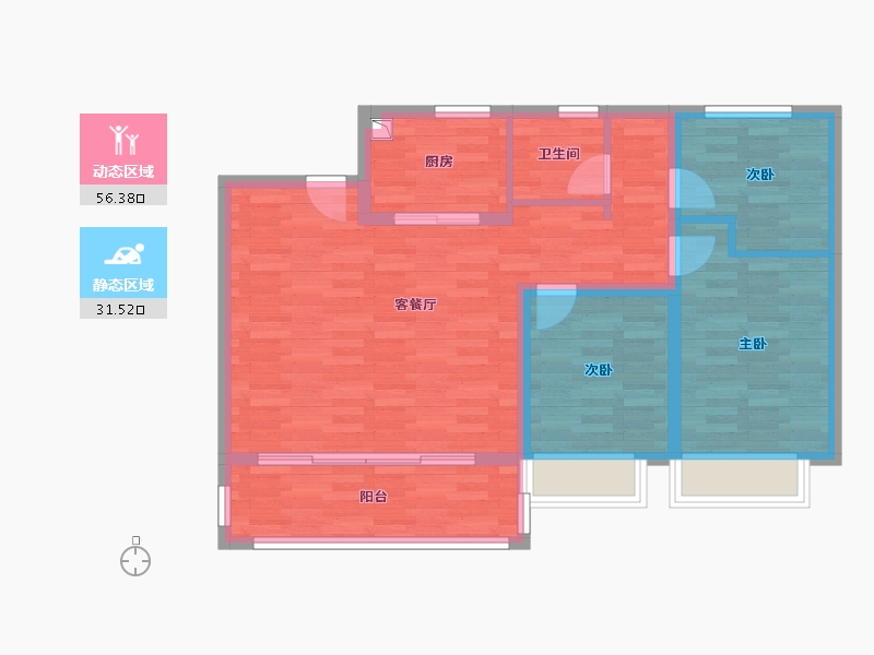 安徽省-宿州市-绿地城际空间站-78.90-户型库-动静分区