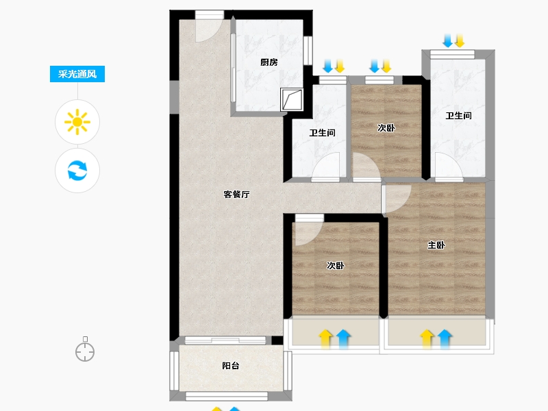 广东省-中山市-万科金域花园-70.03-户型库-采光通风