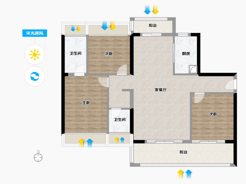 广东省-阳江市-壹方天誉-102.40-户型库-采光通风