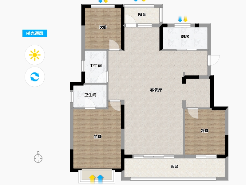 江苏省-苏州市-合樾兰亭花园-114.40-户型库-采光通风