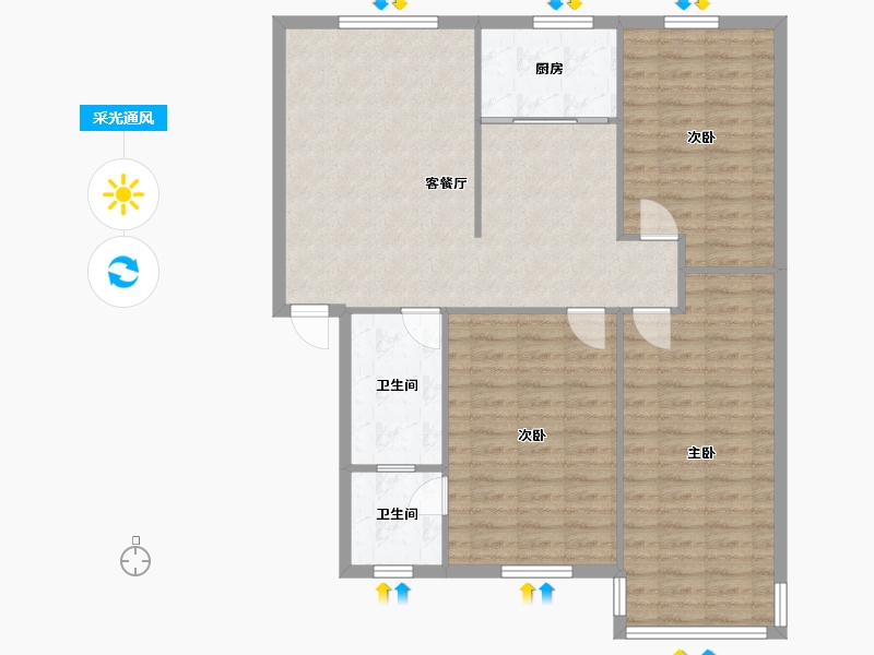 河北省-石家庄市-卓达书香园一区-104.00-户型库-采光通风