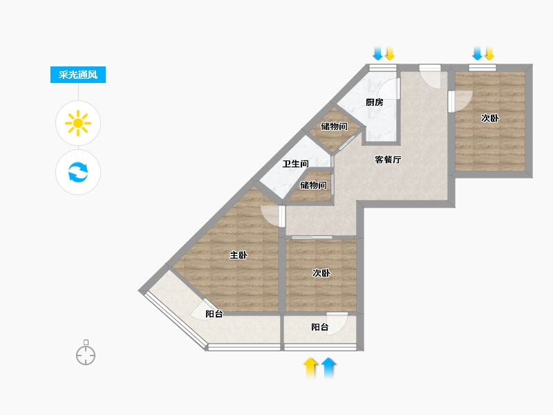 北京-北京市-青塔蔚园-63.44-户型库-采光通风