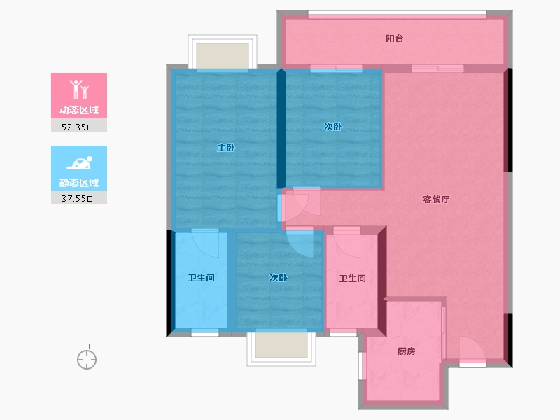 湖北省-武汉市-正荣紫阙台-88.00-户型库-动静分区