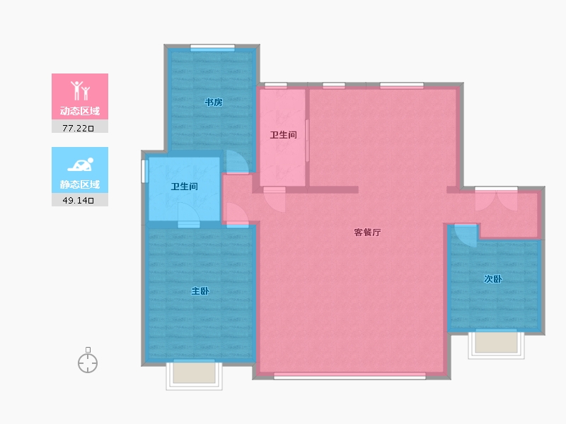 黑龙江省-哈尔滨市-中海天誉-124.80-户型库-动静分区