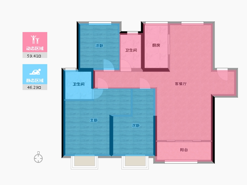 陕西省-西安市-陆港宁海湾-108.00-户型库-动静分区