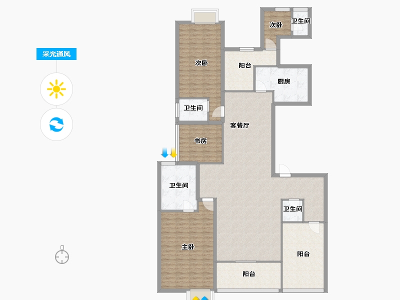 广东省-佛山市-涛汇豪庭-166.15-户型库-采光通风