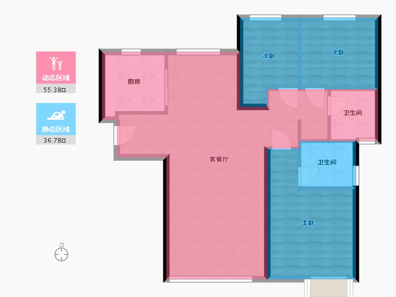 黑龙江省-哈尔滨市-恒大悦府-91.94-户型库-动静分区