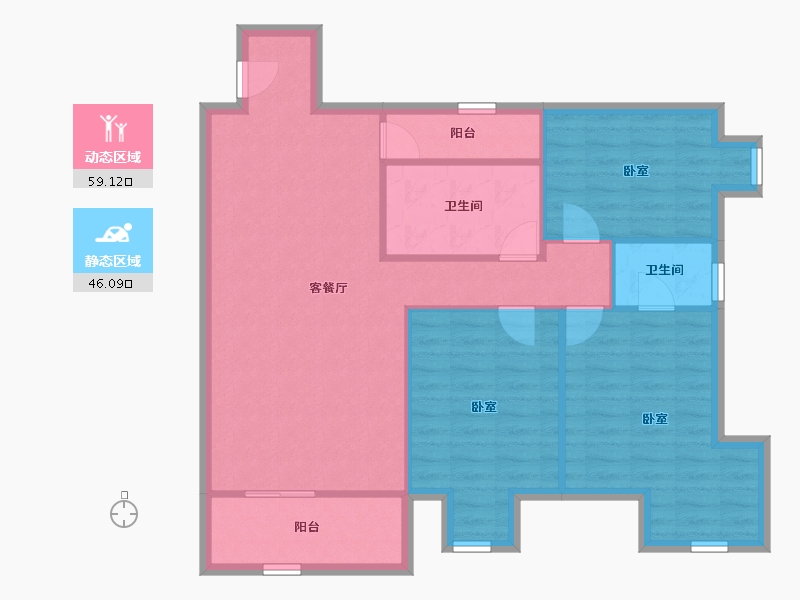 北京-北京市-天怡家园-95.60-户型库-动静分区