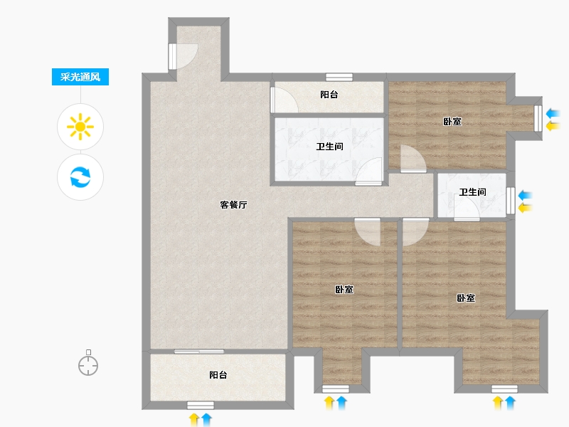 北京-北京市-天怡家园-95.60-户型库-采光通风