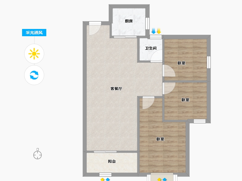 福建省-厦门市-恒大帝景-67.67-户型库-采光通风