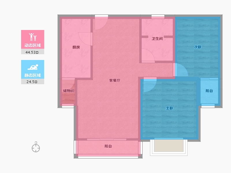 北京-北京市-垡头翠成馨园-61.23-户型库-动静分区