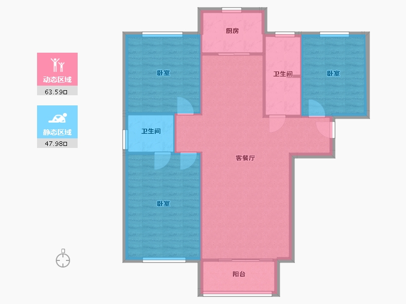 陕西省-宝鸡市-轩苑世家星城-102.78-户型库-动静分区