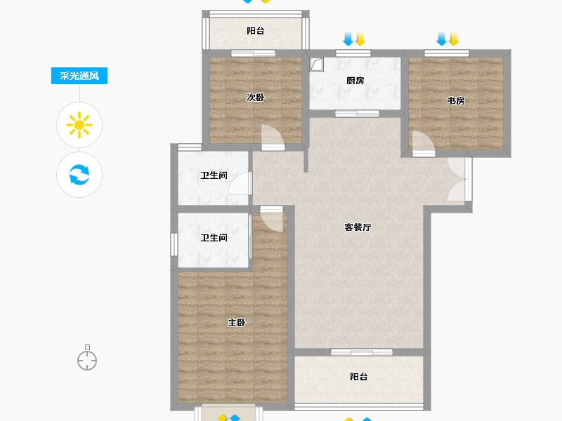 陕西省-宝鸡市-新城家园-104.27-户型库-采光通风