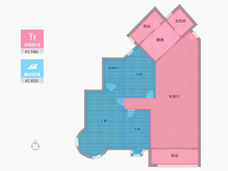 广东省-佛山市-锦龙花园-95.60-户型库-动静分区