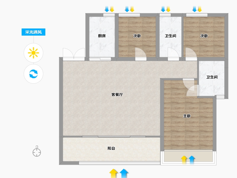 河南省-安阳市-元泰清华园-96.80-户型库-采光通风