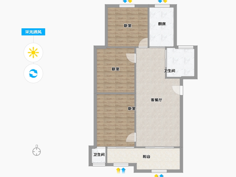 福建省-厦门市-沧一小区-87.91-户型库-采光通风