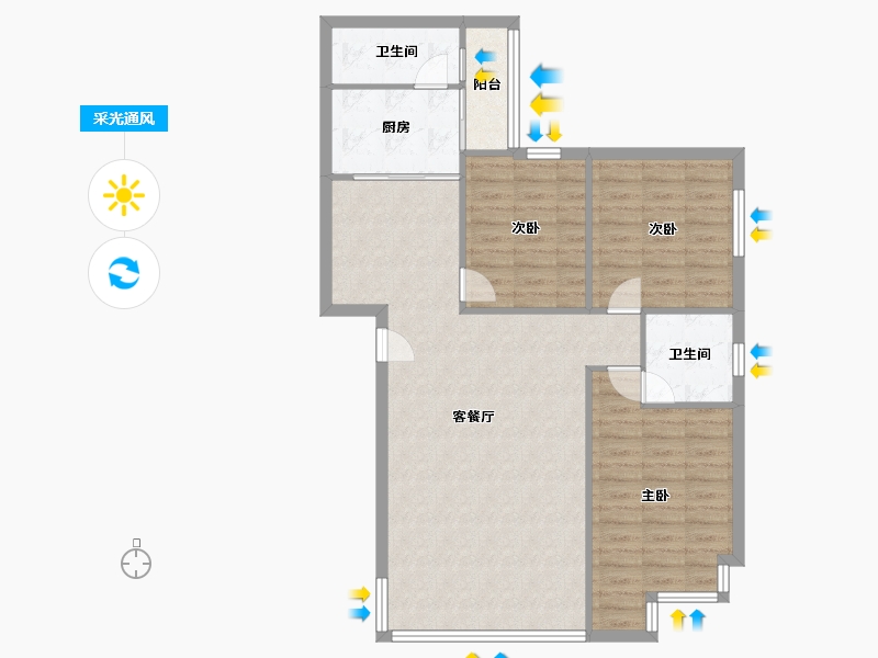 广东省-佛山市-碧翠豪城-95.00-户型库-采光通风