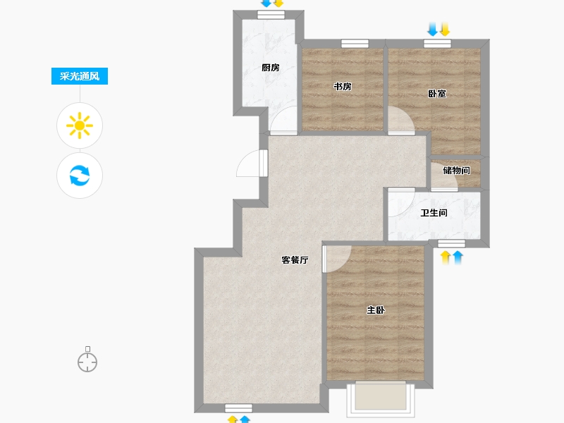 北京-北京市-和成璟园-63.85-户型库-采光通风