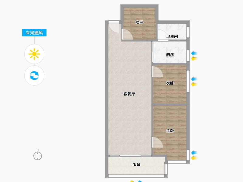 广东省-佛山市-碧翠豪城-76.00-户型库-采光通风