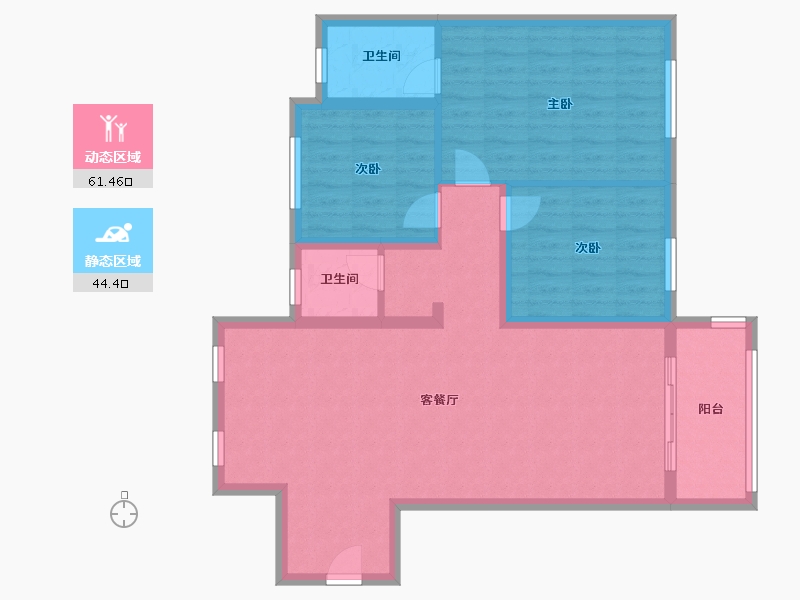 江苏省-徐州市-江苏省徐州市丰县凤城镇张五楼十三期-95.50-户型库-动静分区