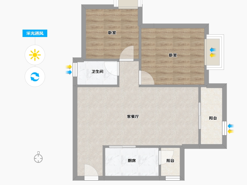 广东省-佛山市-中海金沙湾-59.76-户型库-采光通风