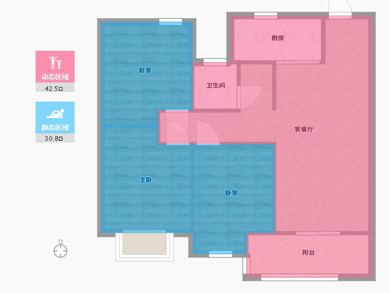 江苏省-南通市-万科翡翠甲第-81.60-户型库-动静分区