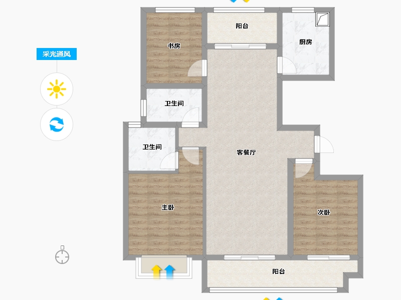 浙江省-嘉兴市-上源华庭-120.00-户型库-采光通风