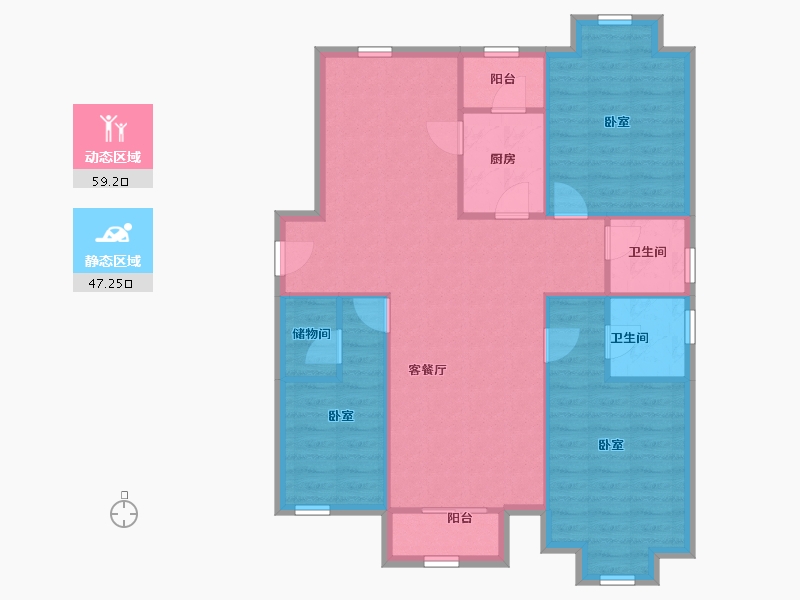 北京-北京市-清岚花园-97.20-户型库-动静分区