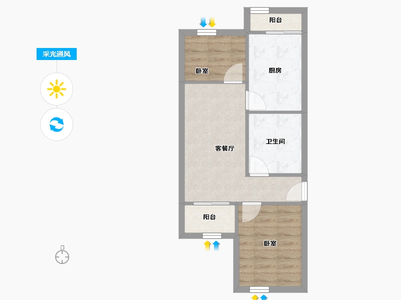 北京-北京市-兆丰园南区-46.33-户型库-采光通风