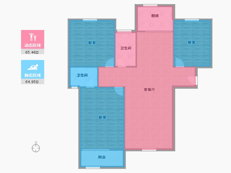 陕西省-宝鸡市-轩苑世家星城-120.67-户型库-动静分区