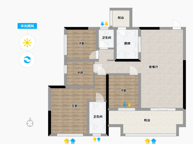 云南省-昭通市-红星红城-104.00-户型库-采光通风