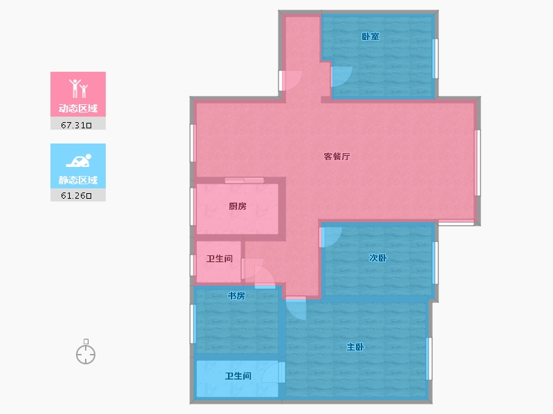 甘肃省-张掖市-蓝山公馆-124.00-户型库-动静分区