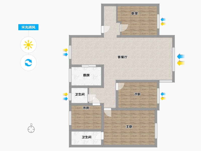 甘肃省-张掖市-蓝山公馆-124.00-户型库-采光通风