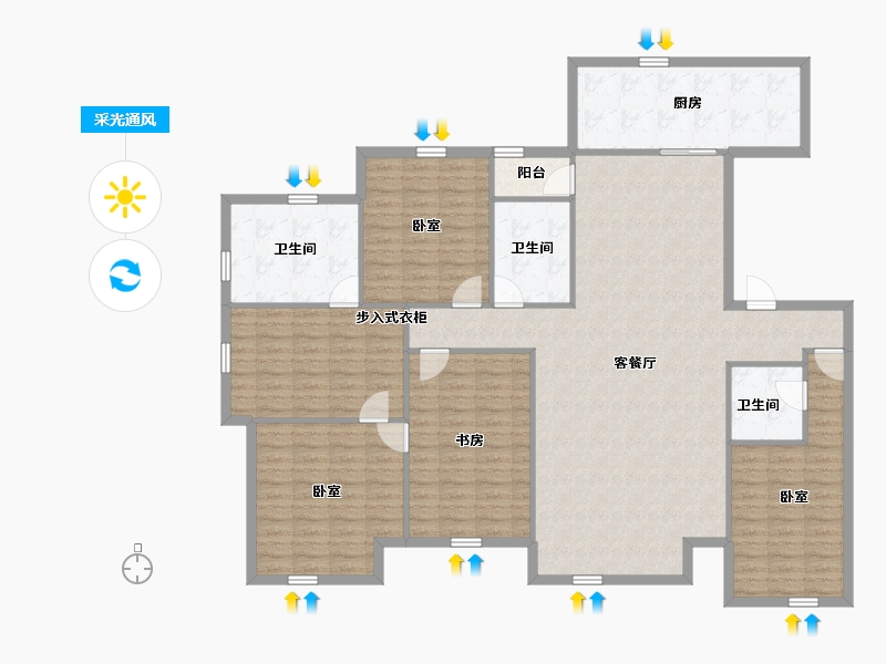 北京-北京市-中海国际公馆北区-166.73-户型库-采光通风