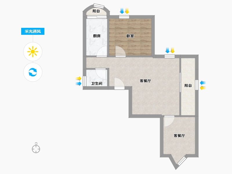 福建省-厦门市-金鸡亭花园小区-50.71-户型库-采光通风