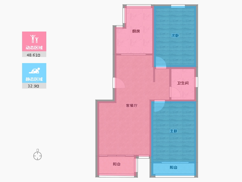 北京-北京市-垡头翠成馨园-72.96-户型库-动静分区