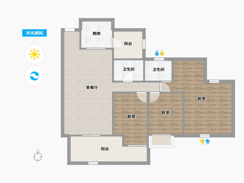 广东省-佛山市-中海金沙湾-97.41-户型库-采光通风