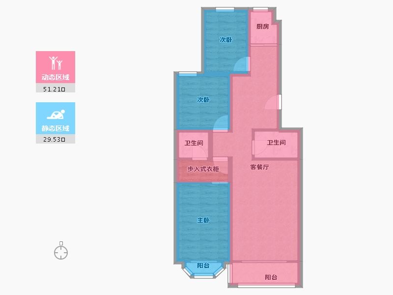 北京-北京市-碧波园-70.90-户型库-动静分区