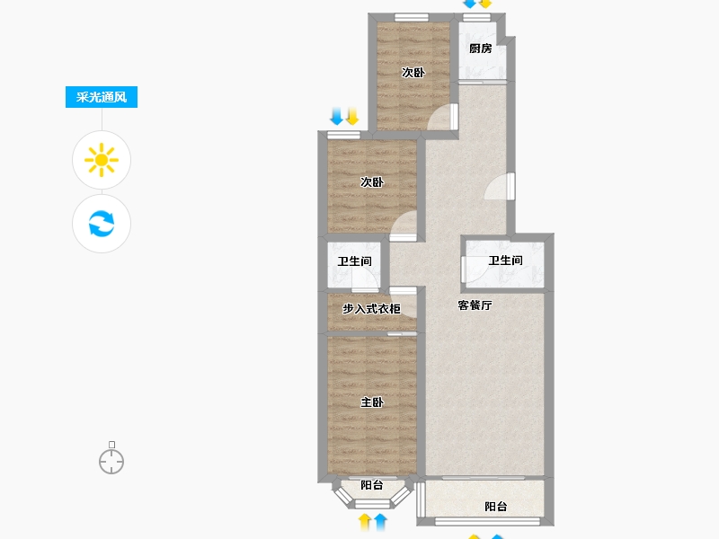 北京-北京市-碧波园-70.90-户型库-采光通风