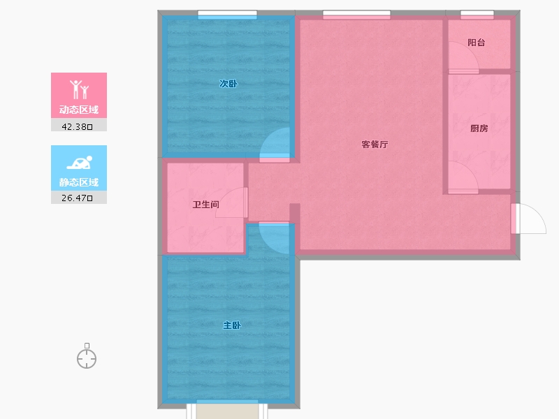 内蒙古自治区-包头市-慧谷桃园居北苑-61.60-户型库-动静分区