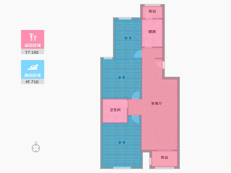 北京-北京市-龙腾苑六区-94.00-户型库-动静分区