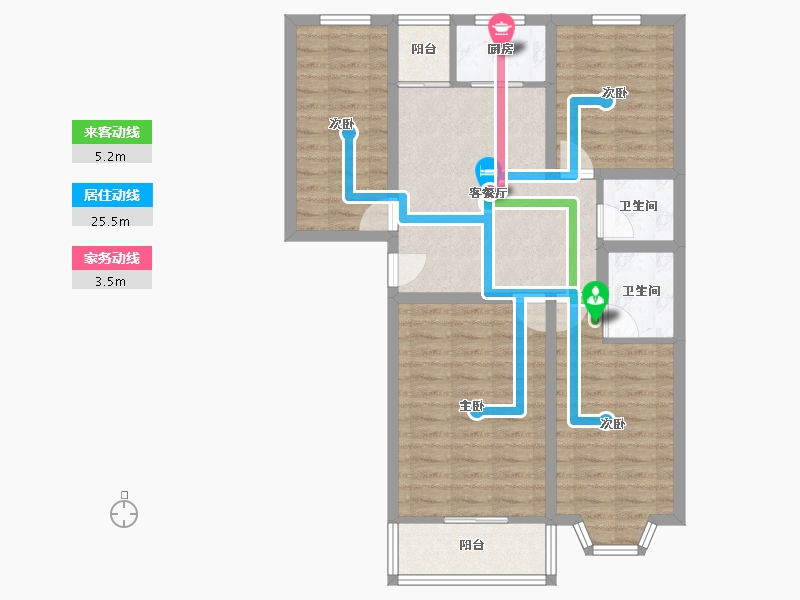 北京-北京市-碧波园-85.81-户型库-动静线