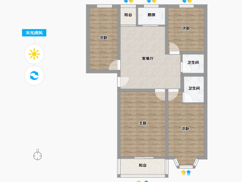 北京-北京市-碧波园-85.81-户型库-采光通风